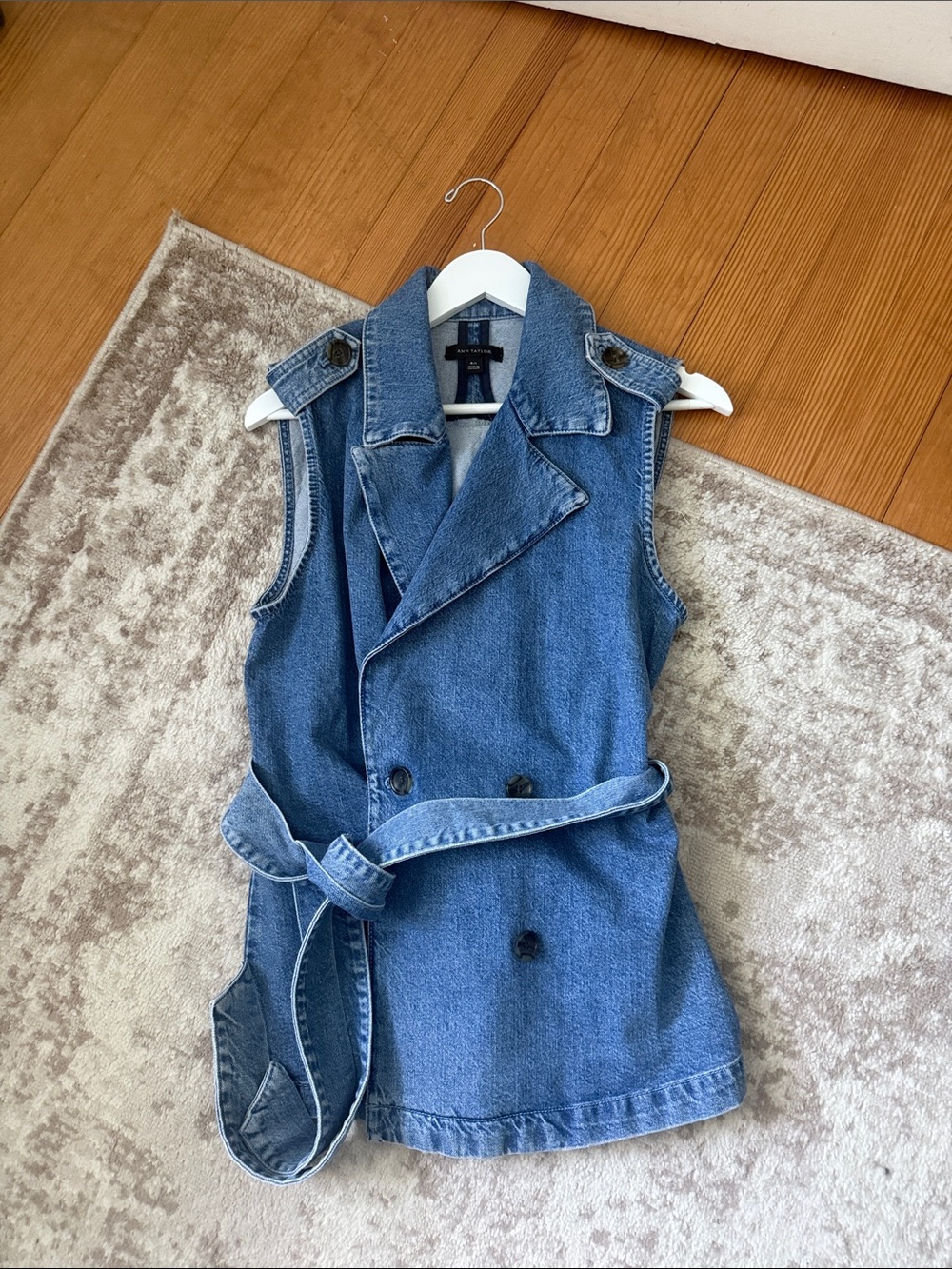 Ann Taylor Sleeveless Denim Wrap Vest - Light Blue